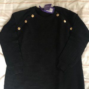 Seraphine Maternity Black Ribbed Cotton Nursing Sweater NWT